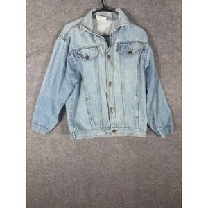 Vintage PYT Denim Jacket Womens Size L Light Wash Jean Coat Button‎ Front